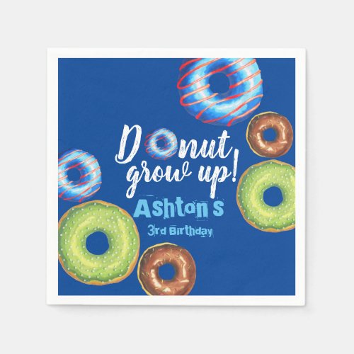 Donut Grow Up Boys Custom Doughnut Birthday Party Napkins