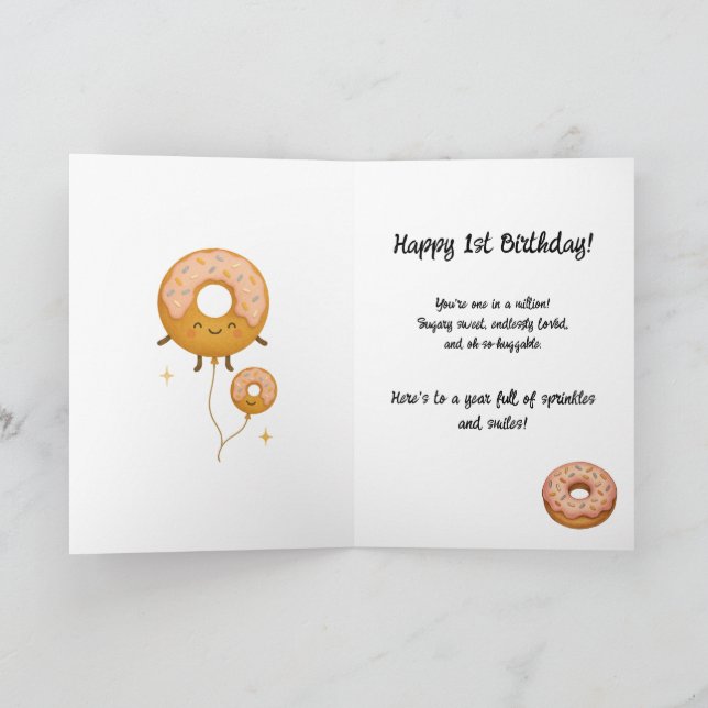 Donut Grow Up Cute Pastel Donut Birthday Card (Inside)