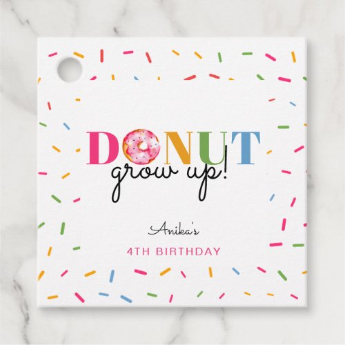 Donut Grow up Cute sprinkles birthday watercolor Favor Tags