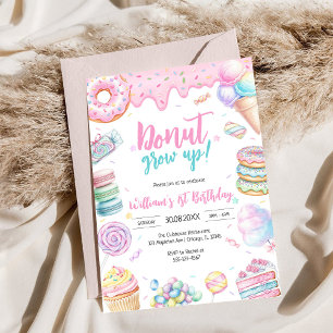 Donut Grow Up Donut Birthday Party Invitation