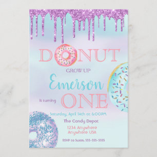 Donut, grow up. Donut Birthday Party Invitation