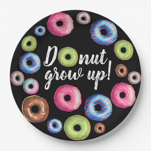 Donut Grow Up Doughnut Kids Birthday Party Paper Plates