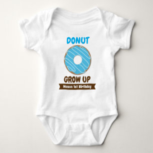 Donut Grow Up First Birthday Boy Name Baby Bodysuit