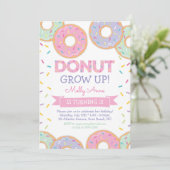 Donut Grow Up Girl Birthday Invitation Pink (Standing Front)