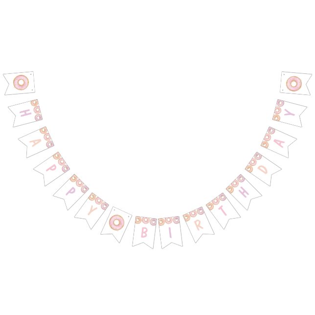 Donut Grow Up Happy Birthday Party Bunting Banner (All)