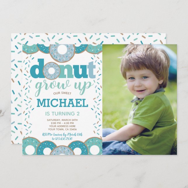 Donut Grow Up Invitation (Front/Back)