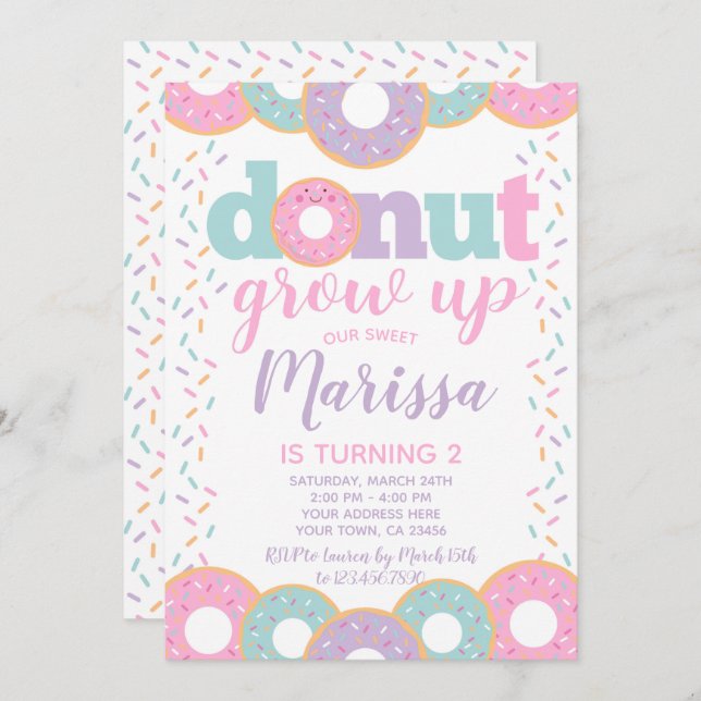Donut Grow Up Invitation (Front/Back)