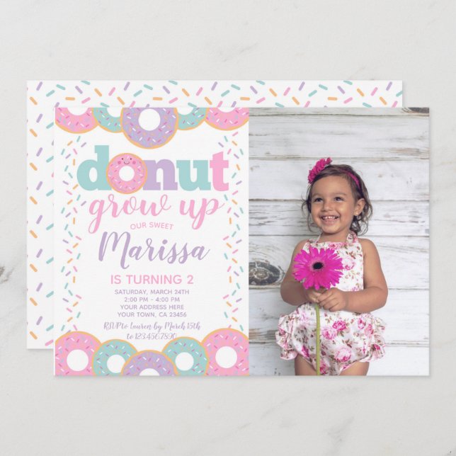 Donut Grow Up Invitation (Front/Back)