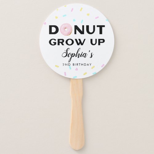 Donut Grow Up Kids Birthday Party Hand Fan