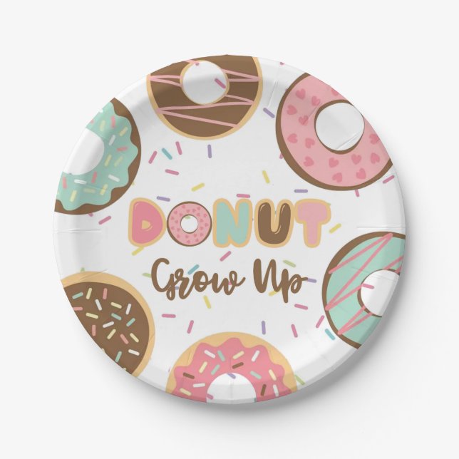 Donut Grow Up Paper Plate (Front)