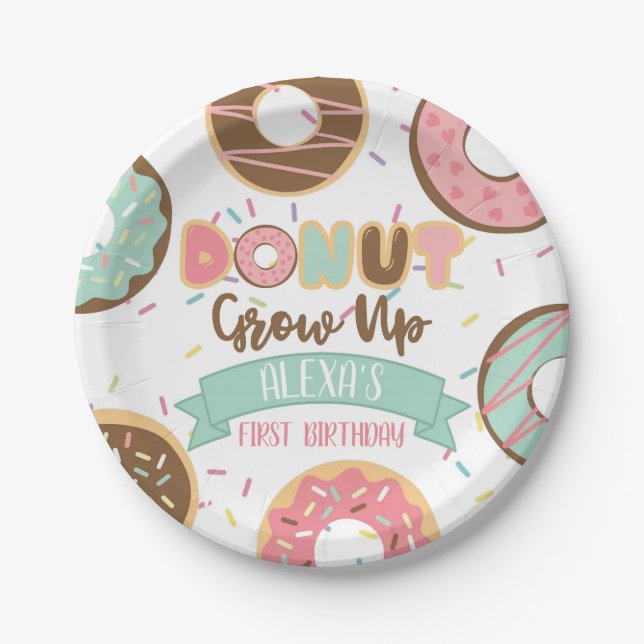 Donut Grow Up Paper Plate - Customizable (Front)