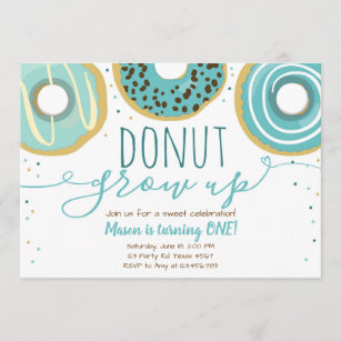 Donut Grow Up 5x7 Birthday Party Invitation with Blank Envelopes or DI –  Nesting Project LLC