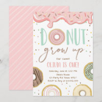 Donut Grow Up Pink Doughnut Girl Birthday Party