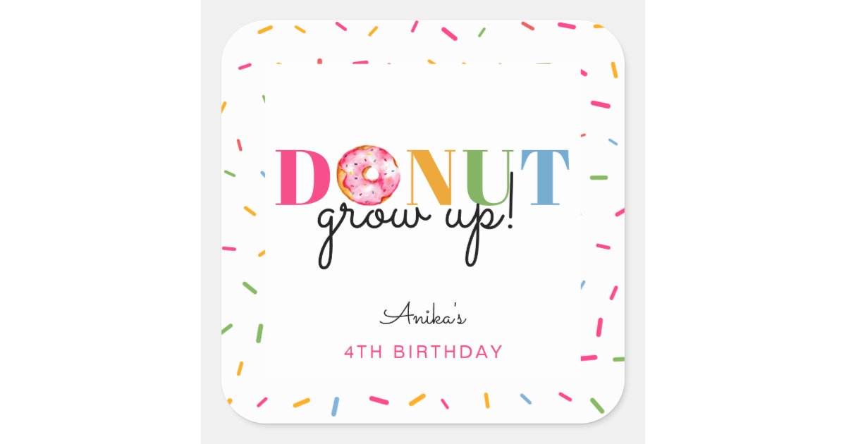 White Sprinkle Donut Birthday Stickers White Sprinkle Donut Birthday Stickers