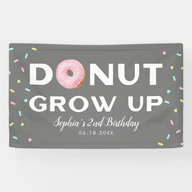 Donut Grow Up Sprinkles Birthday Party Banner (Horizontal)