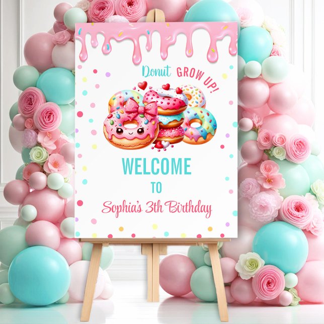 Donut Grow Up Sweet Cute Girl Birthday Welcome Foam Board (Donut Grow Up Sweet Cute Girl Birthday Welcome Foam Board)