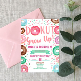 Donut Grow Up 5x7 Birthday Party Invitation with Blank Envelopes or DI –  Nesting Project LLC