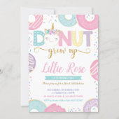 Donut Grow Up Unicorn 1st Birthday Invitation (Front)