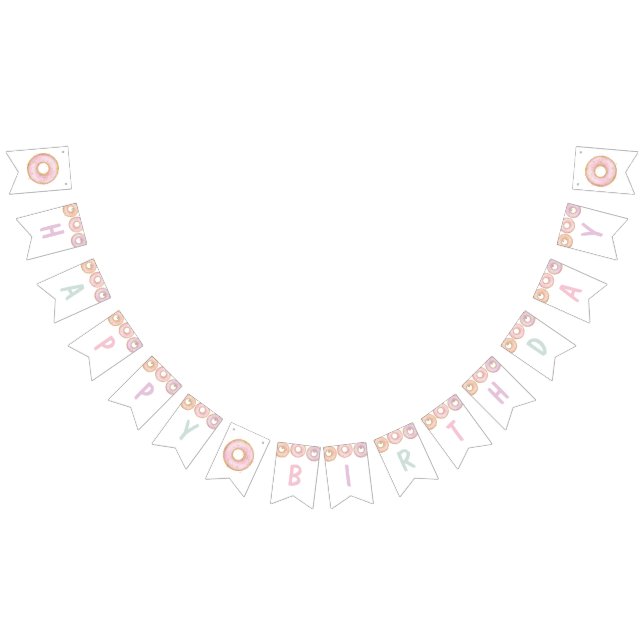 Donut Happy Birthday Bunting Banner Aqua (All)