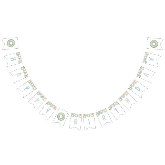 Donut Happy Birthday Bunting Banner Blue (All)