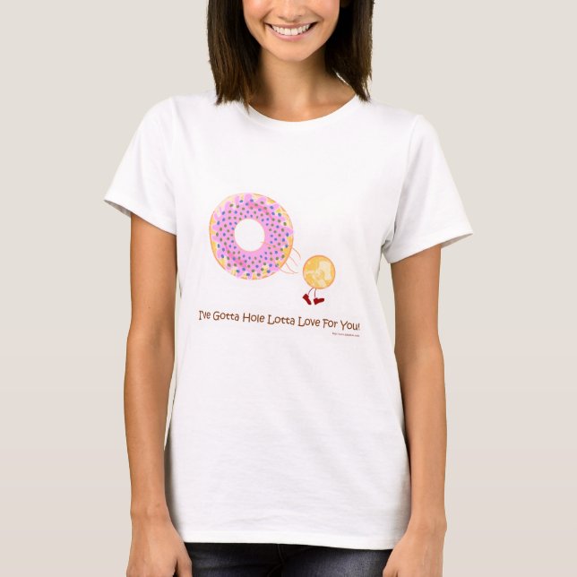 Donut Hole Love Funny Breakfast Cartoon T-Shirt (Front)