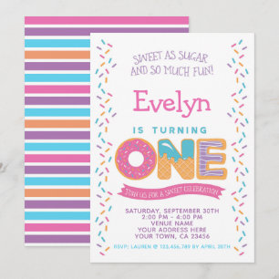 Donut Ice cream Cookie, Sweets Birthday Invitation