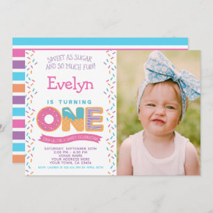 Donut Ice cream Cookie, Sweets Invitation W/ Photo