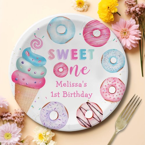 Donut Ice Cream Sweet One Party Paper Plates