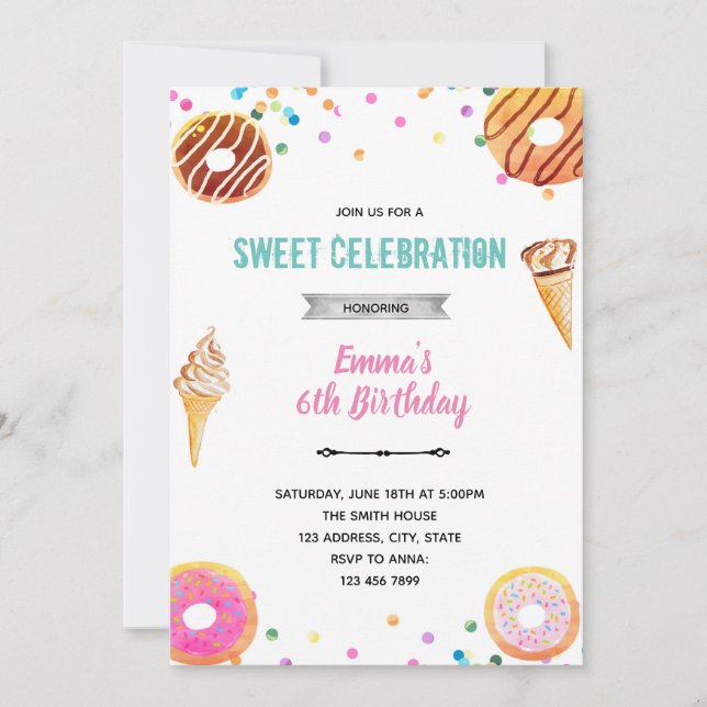 Donut icecream invitation (Front)