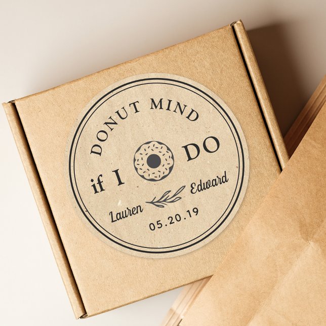Donut Icon Donut Mind If I Do Wedding Favor Classic Round Sticker (Creator Uploaded)