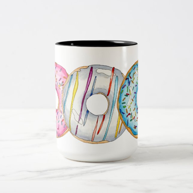 Donut Influencer Coffee Mug Watercolor Illustratio (Center)