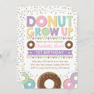 Donut Invitation Donut Birthday Party Pink Gold