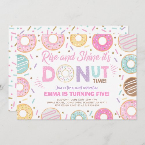 Donut Invitation Rise And Shine Its Donut Time