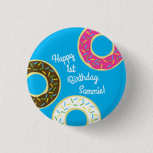 Donut Kid's Birthday Party Cute Button