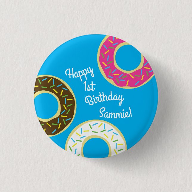 Donut Kid's Birthday Party Cute Button (Front)