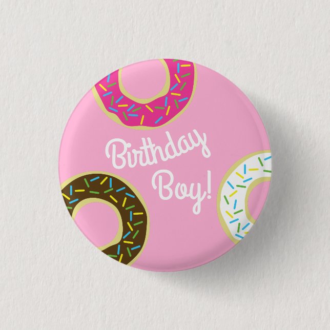 Donut Kid's Birthday Party Cute Button (Front)
