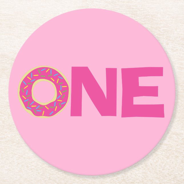 Donut Kid's Birthday Party Cute Round Paper Coaster (Front)