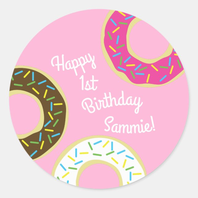 Donut Kid's Birthday Party Doughnuts Classic Round Sticker (Front)