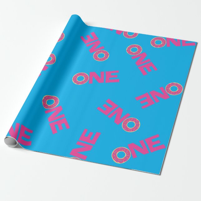 Donut Kid's Birthday Party Doughnuts Wrapping Paper (Unrolled)