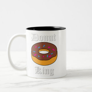 Donut King Mug, Fun Illustration, Breakfast Two-Tone Coffee Mug