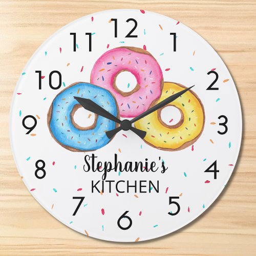 Donut Kitchen Personalized Large Clock