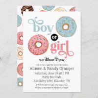 Donut Know Boy or Girl Gender Reveal Invitation