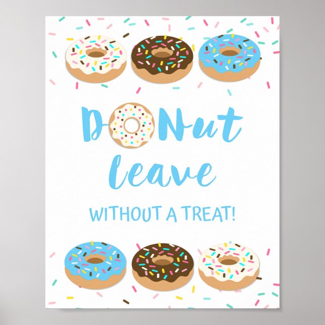 Donut Leave Without a Treat Blue Donut Shower Sign (Front)