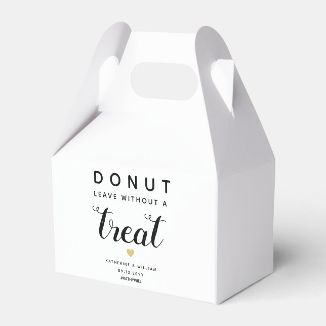 Donut Leave Without a Treat Elegant Gold Wedding Favor Boxes (Front Side)