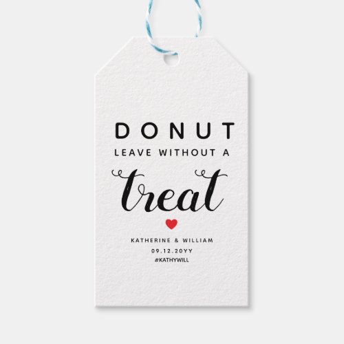 Donut leave without a treat wedding favor gift tags