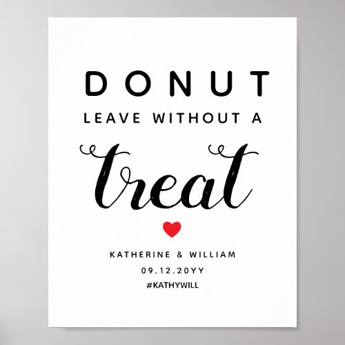 Donut Leave Without a Treat Wedding Favor Sign