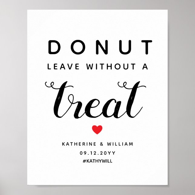 Donut Leave Without a Treat Wedding Favor Sign (Front)