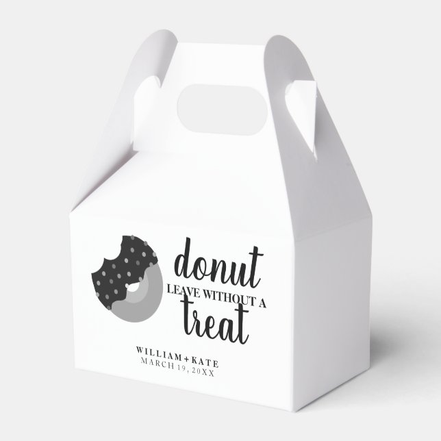 Donut Leave Without a Treat Wedding Party Treat Favor Boxes (Front Side)