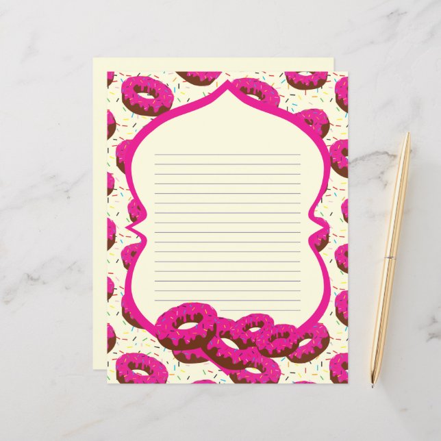 Donut lined stationery paper (Front/Back In Situ)