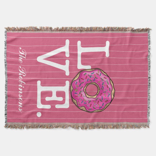 Donut Love Funny Throw Blanket (Front)